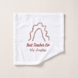 Toalha De Rosto Peach marron glitter rainbow teacher appreciation 