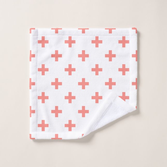 Toalha De Rosto Peach polka cruza em branco (Pano de lavar)