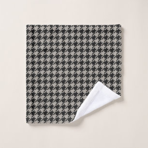 Toalha De Rosto Pepita Clássica Houndstooth, Cinza Negra