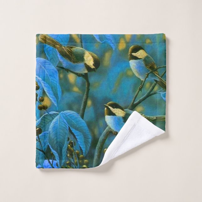 Toalha De Rosto Pequenas aves amarelas azuis (Pano de lavar)