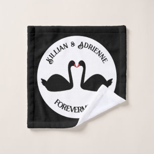 Toalha De Rosto Personalização de Swans Negros Beijando Casamento 