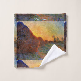 Toalha De Rosto Personalizar Vintage Claude Monet Grainstacks Lava