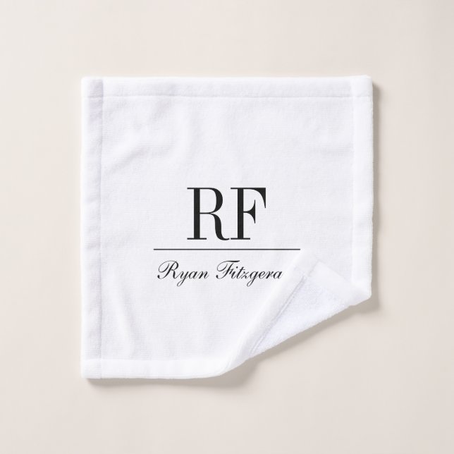 Toalha De Rosto Personalized elegant name monogram initials (Pano de lavar)