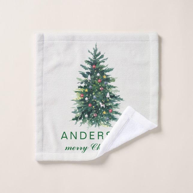 Toalha De Rosto Personalized Merry Christmas Greetings Holiday (Pano de lavar)