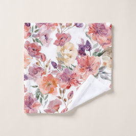Toalha De Rosto Pétalas de Pêssego Flores em Aquarela Botânica Flo