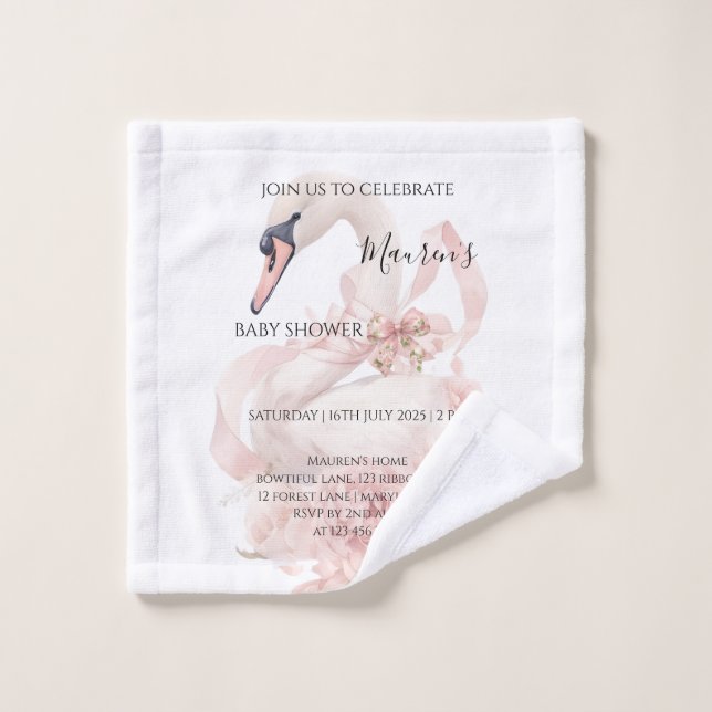 Toalha De Rosto Pink Bow Girl Baby Shower  (Pano de lavar)