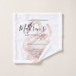 Toalha De Rosto Pink Bow Girl Baby Shower 