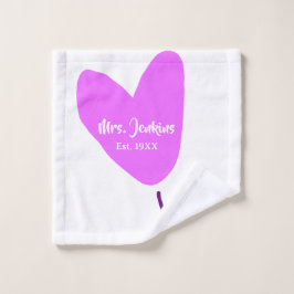 Toalha De Rosto Pink heart balloon Mrs add name est. Add year love