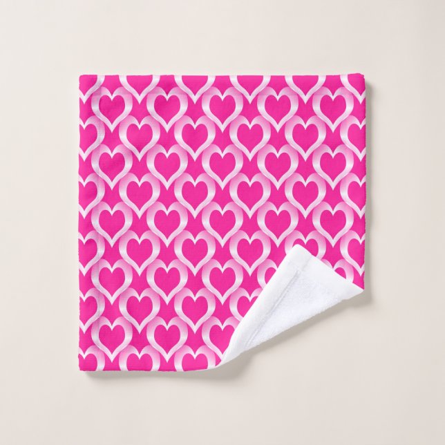 Toalha De Rosto Pink White Hearts Pattern (Pano de lavar)