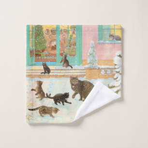 TOALHA DE ROSTO PINTURA DE LAVAGEM DE GATO