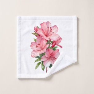 Toalha De Rosto pintura em aquarela de flor de azálea