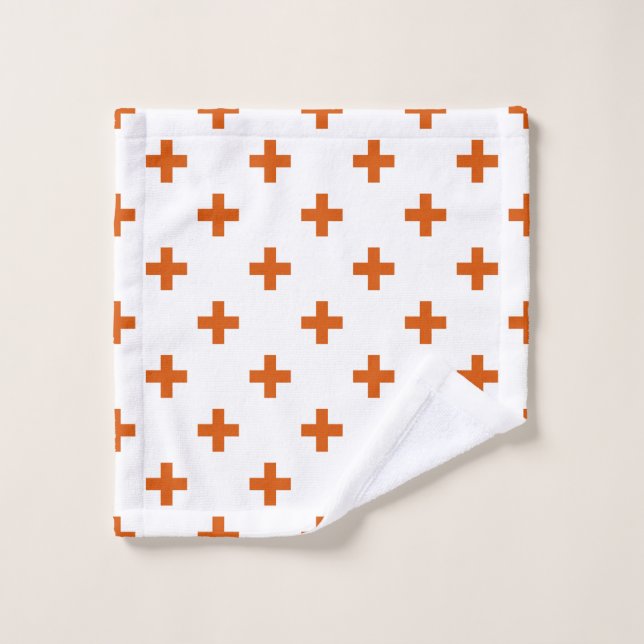 Toalha De Rosto Polka laranja cruza em branco (Pano de lavar)