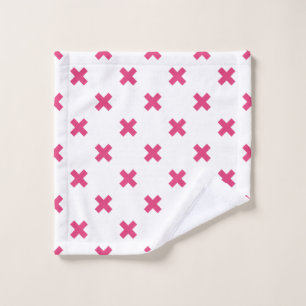 Toalha De Rosto Pontos cruzados de Fuchsia em branco