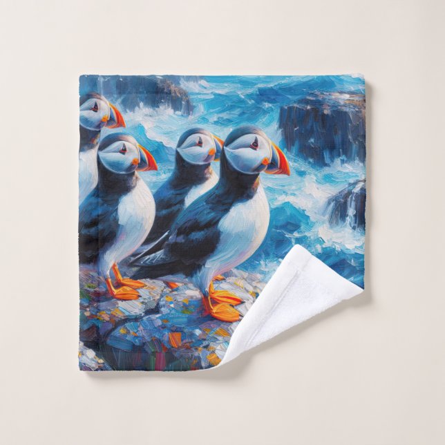 Toalha De Rosto Puffins (Pano de lavar)