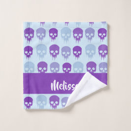 Toalha De Rosto Púrpura e crânios de fusão azuis