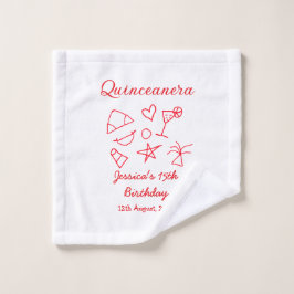 Toalha De Rosto Quinceanera 15th birthday red beach party tree sun