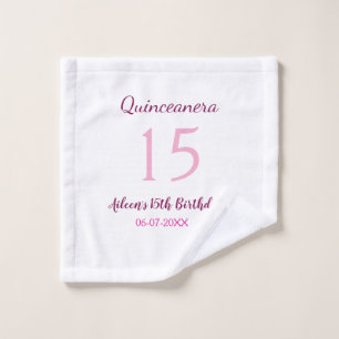 Toalha De Rosto Quinceanera simples 15 de aniversário de fada rosa