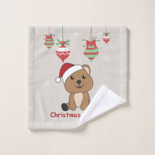 Toalha De Rosto Quokka Natal Snow Animais de inverno Quokas Wash