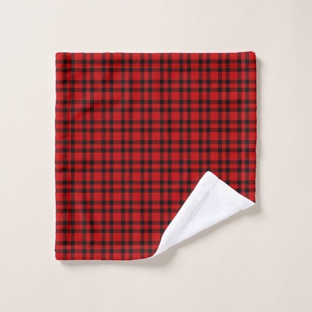 Toalha De Rosto Red Black Plaid Pattern (Pano de lavar)
