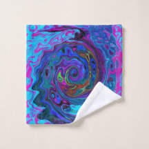 Redemoinho Abstrato Retro Groovy Azul e Roxo