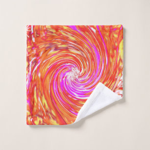 Toalha De Rosto Retro Magenta e Cores de Outono Floral Swirl