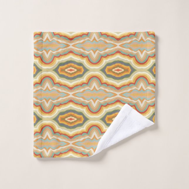 Toalha De Rosto Retro Pop Art Abstract Geometric Wavy Pattern (Pano de lavar)