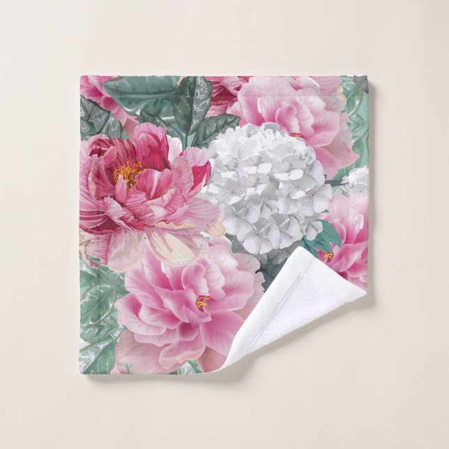 Toalha De Rosto Rosas e Hydrangeas (Pano de lavar)
