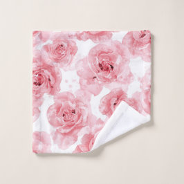 Toalha De Rosto Rosas Rosas em Aquarela Floral Blush Botânico
