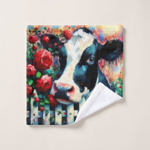 Toalha De Rosto Rosas vermelhas de vedação de galinha Holstein