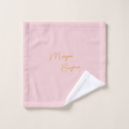 Toalha De Rosto Rótulo monograma minimalista rosa