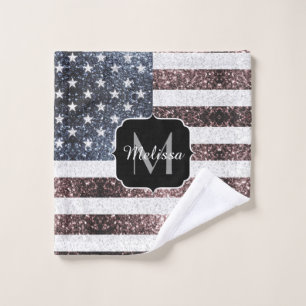Toalha De Rosto Russo Red White Blue Sparkles Estados Unidos bande