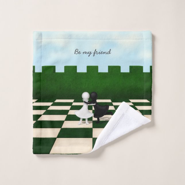 Toalha De Rosto "Seja meu amigo" Amizade inter-racial Chess Pawns (Pano de lavar)
