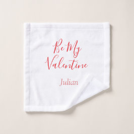 Toalha De Rosto Seja meu valentine nome vermelho elegante casal 