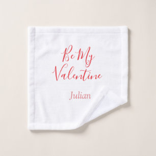 Toalha De Rosto Seja meu valentine nome vermelho elegante casal 