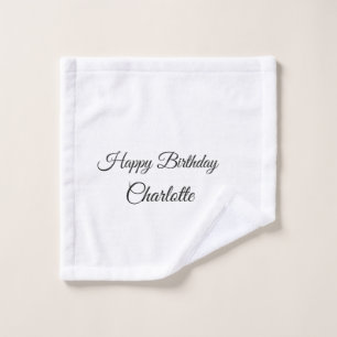 Toalha De Rosto SIMPLES MINIMAL.CUTIE ADICIONE NOME BEBÊ feliz ani