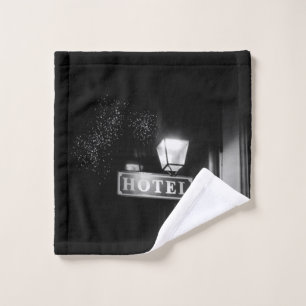 Toalha De Rosto Sinal de hotel Vintage, luz de rua e muitas luzes
