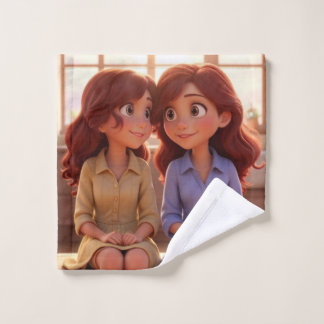 Toalha De Rosto Sister Bond – Beautiful Sisters Illustration Art