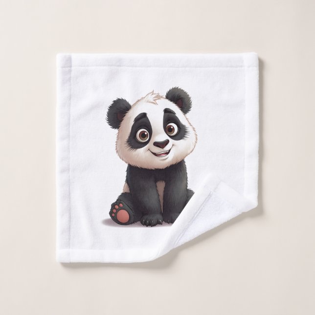 Toalha De Rosto Sitting Panda Bear Cartoon Illustration Artwork (Pano de lavar)