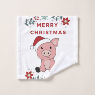 Toalha De Rosto Suínos de Feliz Natal
