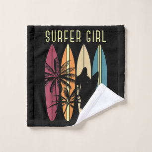Toalha De Rosto Surfista Garota Surfboard Surfing Women Surf Oce