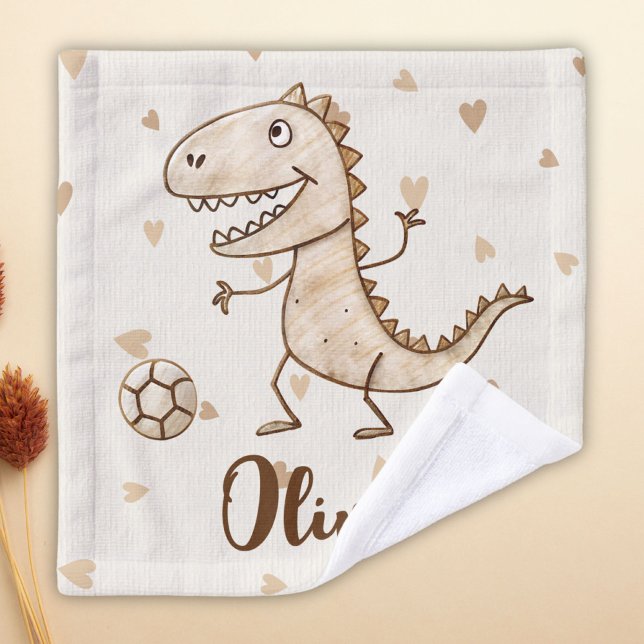 Toalha De Rosto T-Rex Adorável Jogando Futebol (Criador carregado)