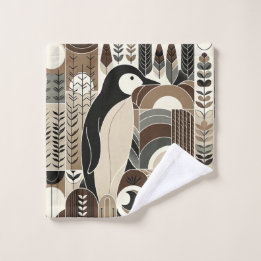 Toalha De Rosto Taupe Mocha Ivory Penguin Em Plantas Florestais De