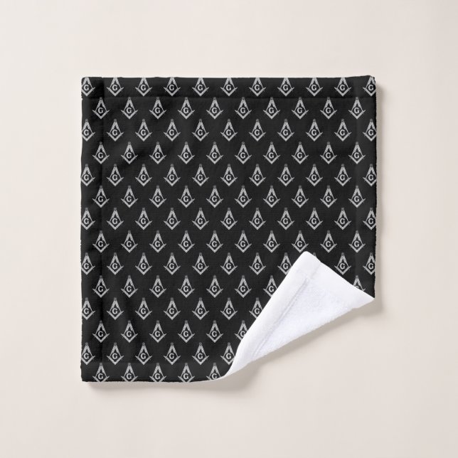 Toalha De Rosto Teste padrão maçónico (preto) (Pano de lavar)