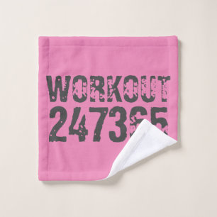 Toalha De Rosto Texto vestido e arranhado Workout 247365 rosa