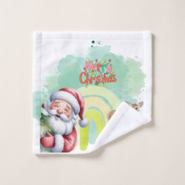 Toalha De Rosto Tipografia Feliz Natal e Luzes & Veados