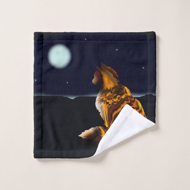 Toalha De Rosto Tortoiseshell Tabby by Moonlight  (Pano de lavar)