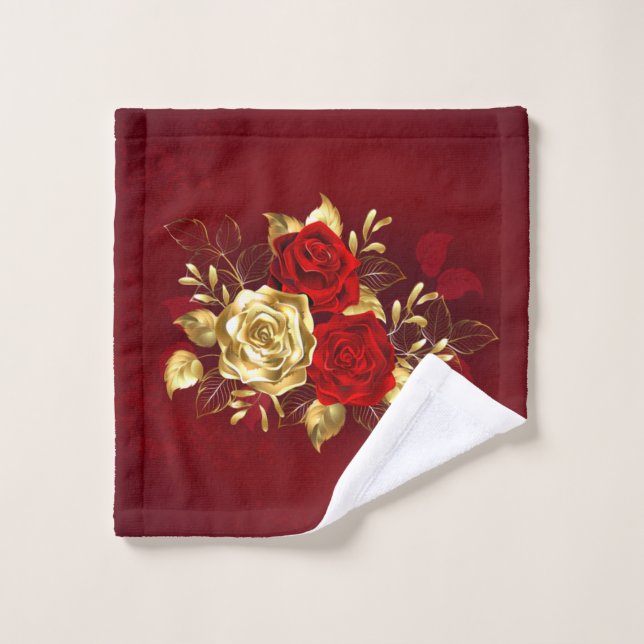 Toalha De Rosto Três Rosas de joalharia (Pano de lavar)