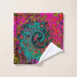 Toalha De Rosto Trippy Turquoise Abstrato Retro Liquid Swirl