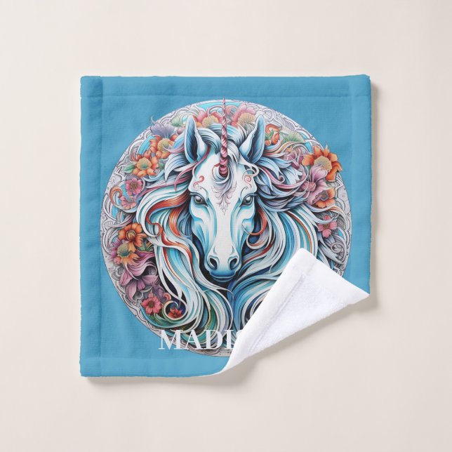 Toalha De Rosto Unicorn de Nome Personalizado (Pano de lavar)