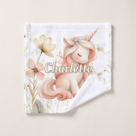 Toalha De Rosto Unicórnio flor silvestre pastel caprichoso